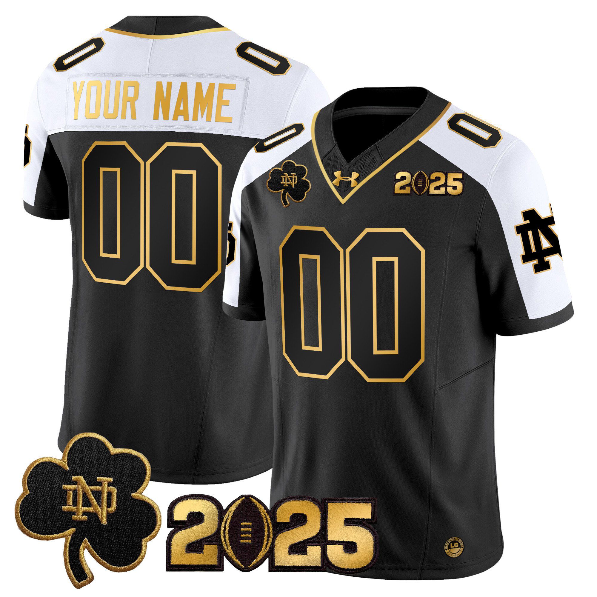 Men Notre Dame Fighting Irish Black 2025 CFP Final Patch Gold Vapor Limited Custom NCAA Jersey->ncaa teams->NCAA Jersey